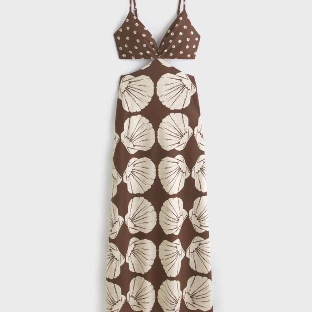 A&F Julia Slip Cutout Maxi Dress in Brown Print - Picture 2 of 3